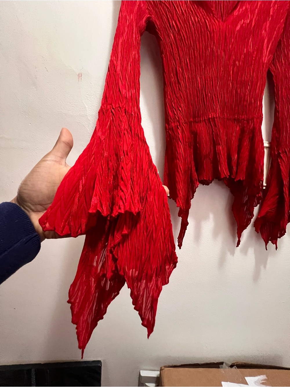 Red Sheer Ruffled Blouse - Picture 4 of 4